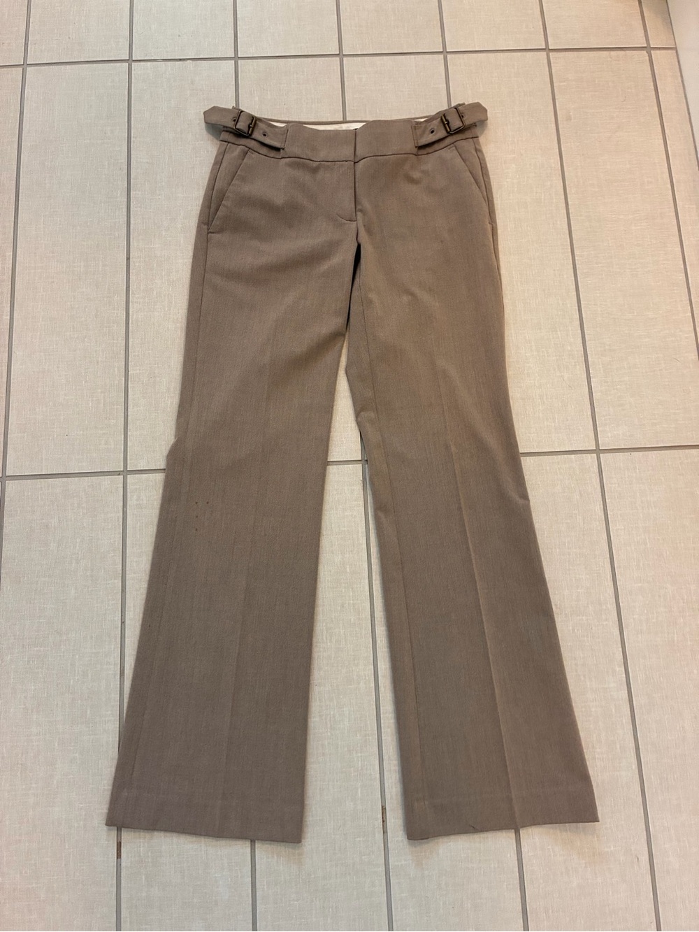 LOFT Brown Tailored Wide-Leg Trousers with Waist Buckles size 00P